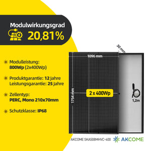 Solarmodule AKCOME SKA508M(HV)C-400 PV-Module，400W pro PV-Modul