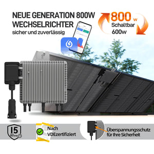 Ergofino Komplettset Balkonkraftwerk mit Solarspeicher, enthält 2x440W bifaziale Glas-Glas-Solarmodule, Wechselrichter 800W, Anker SOLlX Solarbank E1600 und Kabel