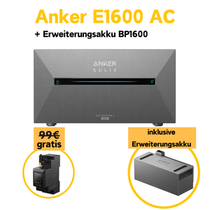 Ergofino Speicher Anker Solix Solarbank 2 E1600 AC, Kostenloser Smartmeter, inklusive Erweiterungsakku