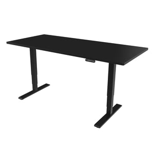 höhenverstellbarer Schreibtisch, schwarz mit schwarzer Tischplatte, 2 Motoren und Speicherfunktion