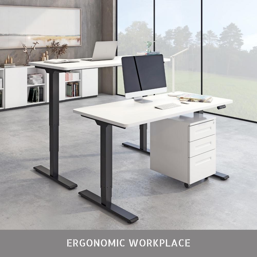 höhenverstellbares Schreibtischgestell, schwarz, mit 2 Motoren und Speicherfunktion, Ergofino DT30