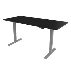 höhenverstellbarer Schreibtisch, silber mit schwarzer Tischplatte, 2 Motoren und Speicherfunktion