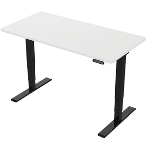höhenverstellbarer Schreibtisch, schwarz mit weißer Tischplatte, 2 Motoren und Speicherfunktion