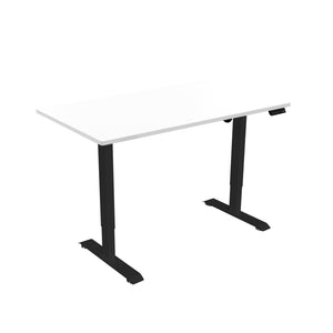höhenverstellbarer Schreibtisch, schwarz mit weißer Tischplatte, 1 Motor und Speicherfunktion