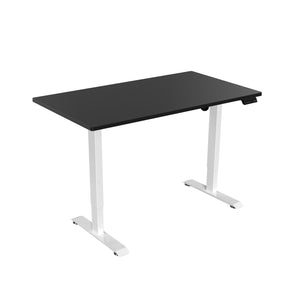 höhenverstellbarer Schreibtisch, weiß mit schwarzer Tischplatte, 1 Motor und Speicherfunktion