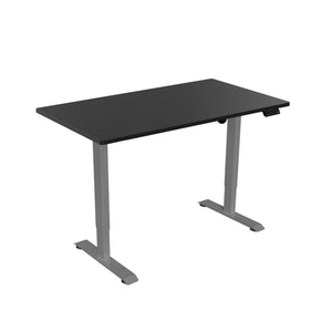 höhenverstellbarer Schreibtisch, silber mit schwarzer Tischplatte, 1 Motor und Speicherfunktion